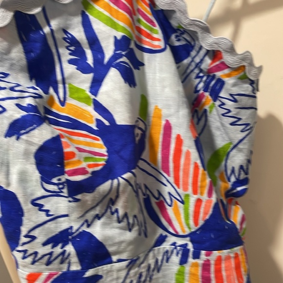 Farm farmrio large parrot dress with slit and beaded tassel Anthropologie - Picture 2 of 9